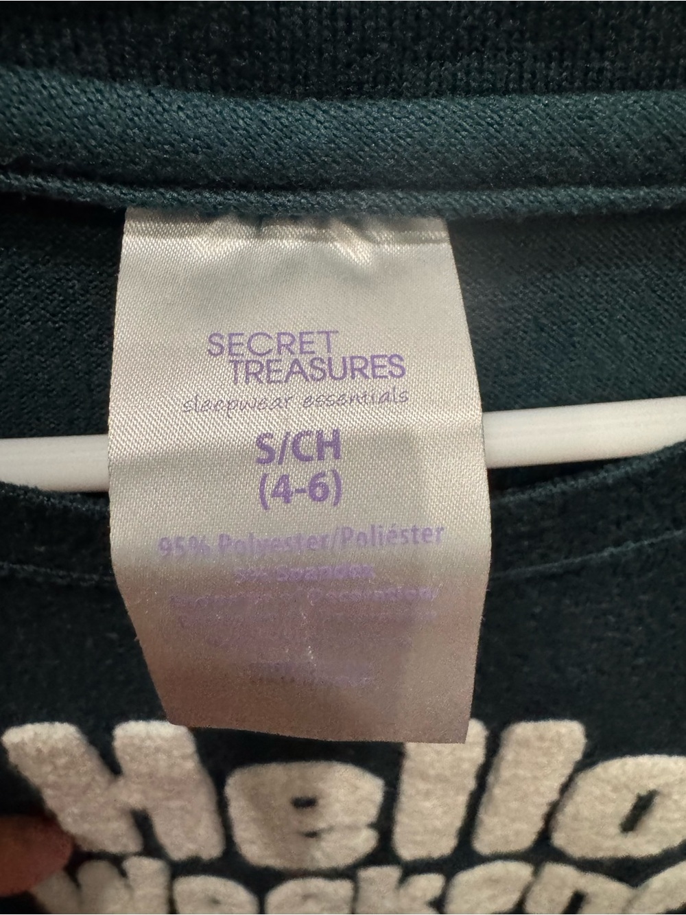 Secret Treasures Dark Green Crewneck Sweatshirt with Cream Chenille Text - Picture 4 of 4